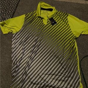 Nike Men's Vibrant Yellow and Gray Polo